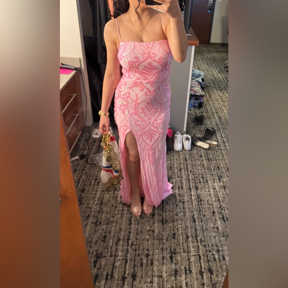 Windsor Pink Embroidered Prom Dress